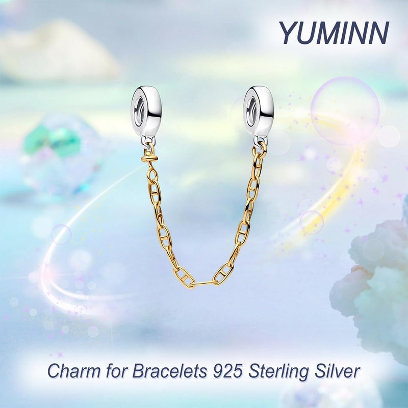YUMINN 925 Sterling Silver Charms for Bracelets Gold Love and Heart Charms Cherry Blossom Dangle Beads Jewelry for Women - Image 2